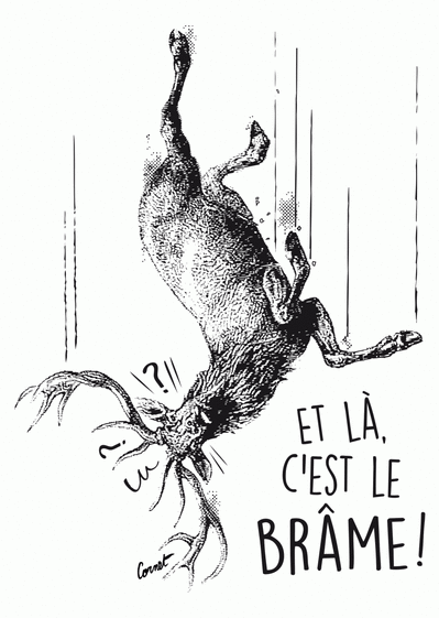 Carte Cerf Qui Tombe C`est Le Brâme  Envoyer une Carte Humour dès 0,99